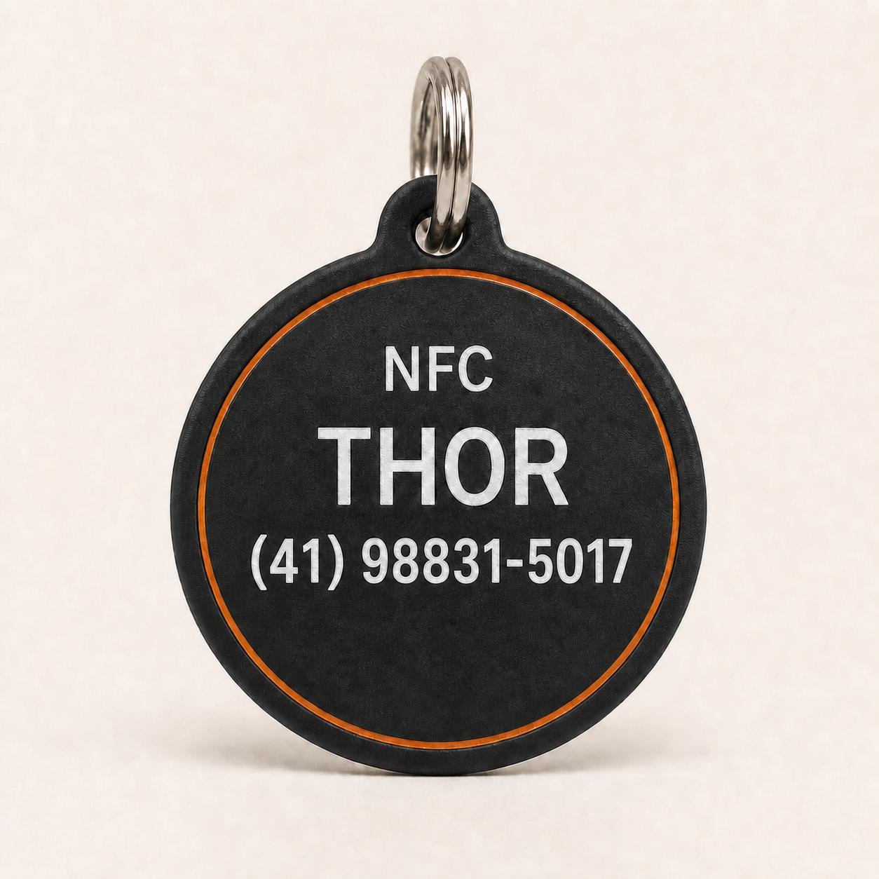 Tag com NFC, QR Code, nome e telefone